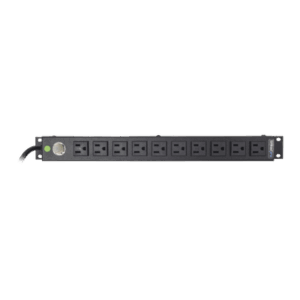 Tomacorriente Horizontal (PDU) de 10 Contactos (NEMA 5-15R) Rack 19" 1UR. Voltaje Entrada/Salida: 120Vca/15A