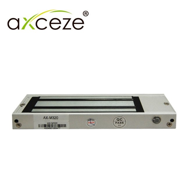 CHAPA MAGNETICA AXCEZE AX-M320 EJERCE UNA FUERZA DE SUJECION DE 300 LIBRAS (158KG) FABRICADO EN ALUMINIO DIMENSIONES 20.5 X 170 X 37 MM IDEAL PARA PUERTAS ABATIBLES DE MADERA O ALUMINIO
