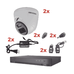 Kit Audio Bidireccional TurboHD 1080p / DVR 4 Canales / 2 Cámaras Eyeball (Exterior) con Bocina y Microfóno Integrado / 2 Fuentes de Poder / Accesorios