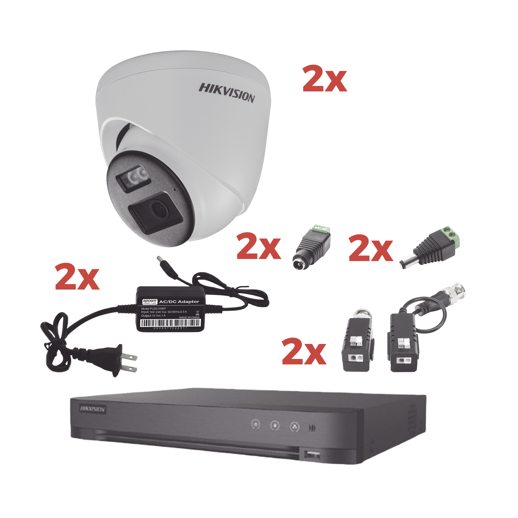 Kit Audio Bidireccional TurboHD 1080p / DVR 4 Canales / 2 Cámaras Eyeball (Exterior) con Bocina y Microfóno Integrado / 2 Fuentes de Poder / Accesorios