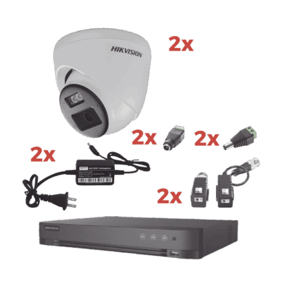 Kit Audio Bidireccional TurboHD 1080p / DVR 4 Canales / 4 Cámaras Bala (Exterior) con Bocina y Microfóno Integrado / 1 Fuente de Poder / Accesorios