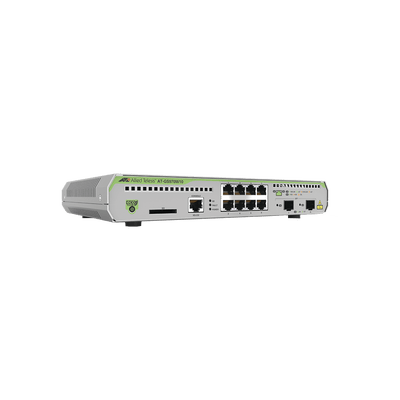 Switch Administrable CentreCOM GS970M, Capa 3 de 8 Puertos 10/100/1000 Mbps + 2 puertos SFP Gigabit