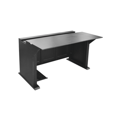 Escritorio Estación Mobiliaria Profesional de Monitoreo y Control / Videovigilancia / Acceso / Alarmas / Etc... / Metal Negro y Madera Tono Oscuro - Image 3