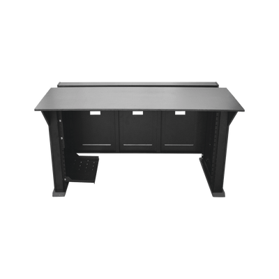 Escritorio Estación Mobiliaria Profesional de Monitoreo y Control / Videovigilancia / Acceso / Alarmas / Etc... / Metal Negro y Madera Tono Oscuro - Image 2