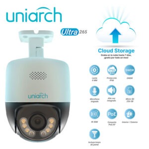 CAMARA IP PT UNIARCH  IPC-P213-AF40KC / 3MP / ULTRA 265 / LENTE 4 MM / IP66 / DWDR / MICROFONO EMBEBIDO / BOCINA EMBEBIDA / RANURA PARA MICRO SD 256 GB / IR 30M / POE AF /12VCD / ANALITICAS / INTERIOR EXTERIOR (INCLUYE BRAZO DE PARED)