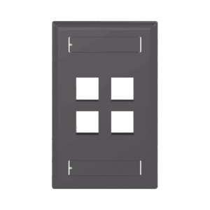 Placa de Pared Vertical, Salida Para 4 Puertos Keystone, Con Espacios Para Etiquetas, Color Negro