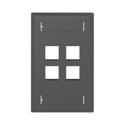 Placa de Pared Vertical, Salida Para 4 Puertos Keystone, Con Espacios Para Etiquetas, Color Negro