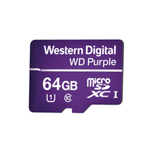 Memoria microSD de 64GB PURPLE, Especializada Para Videovigilancia, 10 VECES MAYOR DURACIÓN, 3 AÑOS DE GARANTIA