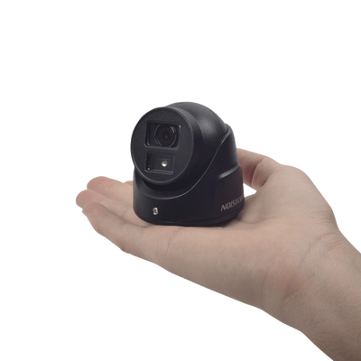 Ultra Mini Turret TURBO 2 Megapixeles (1080p) / Gran Angular / Lente 2.8 mm / 20 mts IR EXIR / Exterior IP67 / 4 Tecnologías (TVI / AHD / CVBS) / dWDR / Color Negro