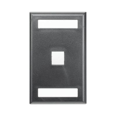Placa de Pared Vertical, Salida Para 1 Puerto Keystone, Con Espacios Para Etiquetas, Color Negro