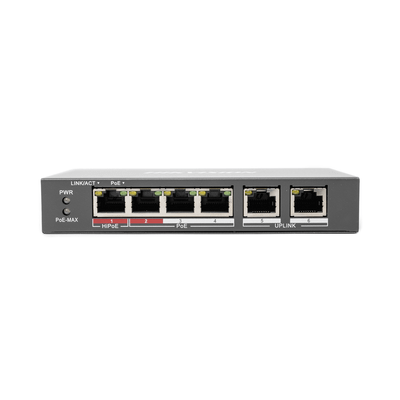 Switch PoE+ / No Administrable / 3 Puertos 10/100 Mbps 802.3 af/at (30 W) + 1 Puerto 10/100 Mbps Hi-PoE (60 W) / 2 Puertos 10/100 Mbps Uplink / Modo Extendido hasta 300 Metros / 60 W - Image 2