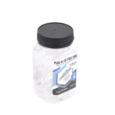 Bote con 50 Plugs Pass through RJ45 Cat6 sin blindaje, con alivio de tensión incluido, chapado de oro a 30 micras para durabilidad extrema - Image 6