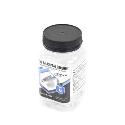 Bote con 50 Plugs Pass through RJ45 Cat6 sin blindaje, con alivio de tensión incluido, chapado de oro a 30 micras para durabilidad extrema - Image 5