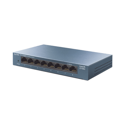 Switch de escritorio Gigabit de 8 puertos 10/100/1000Mbps, carcasa metálica