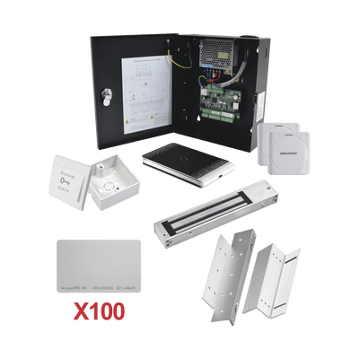Kit de Control de Acceso con TARJETA para 1 Puerta con lector de Entrada y Salida  / TODO INCLUIDO / Software IVMS4200 incluido