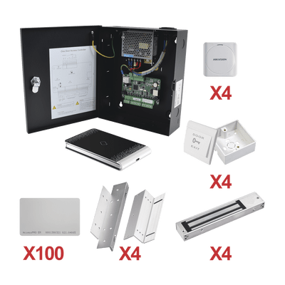Kit de Control de Acceso con TARJETA para 4 Puertas  / TODO INCLUIDO / Software IVMS4200 incluido