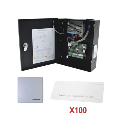 Kit para automatizar 1 ACCESO VEHICULAR con STICKERS en Parabrisas de vehiculos / Incluye Panel,  lector y 100 stickers / Software IVMS4200 incluido