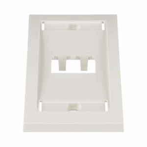 Placa de Pared Vertical Ejecutiva, Salida Para 2 Puertos Mini-Com, Con Espacios Para Etiquetas, Color Blanco Mate