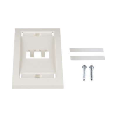 Placa de Pared Vertical Ejecutiva, Salida Para 2 Puertos Mini-Com, Con Espacios Para Etiquetas, Color Blanco Mate - Image 4