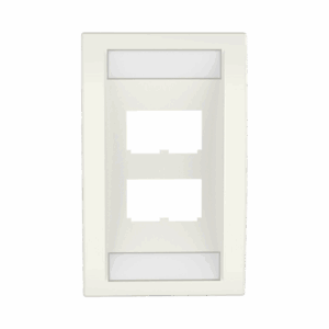 Placa de Pared Vertical Ejecutiva, Salida Para 4 Puertos Mini-Com, Con Espacios Para Etiquetas, Color Blanco Mate