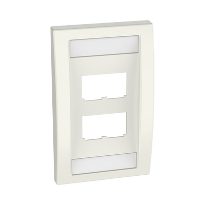 Placa de Pared Vertical Ejecutiva, Salida Para 4 Puertos Mini-Com, Con Espacios Para Etiquetas, Color Blanco Mate - Image 4