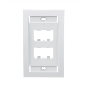 Placa de Pared Vertical Ejecutiva, Salida Para 4 Puertos Mini-Com, Con Espacios Para Etiquetas, Color Blanco