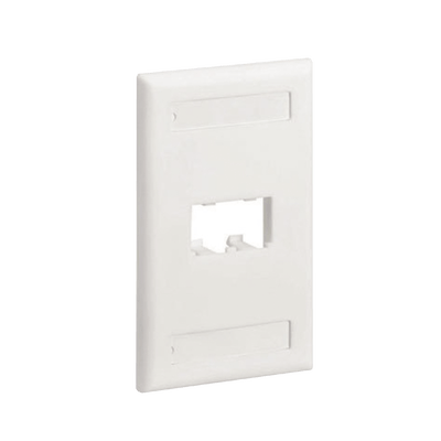 Placa de Pared Vertical Clásica, Salida Para 2 Puertos Mini-Com, Con Espacios Para Etiquetas, Color Blanco Mate