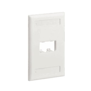 Placa de Pared Vertical Clásica, Salida Para 2 Puertos Mini-Com, Con Espacios Para Etiquetas, Color Blanco