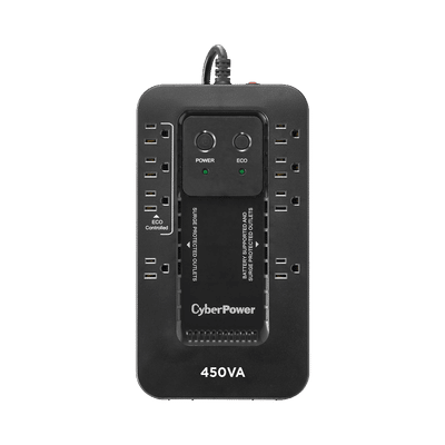 UPS de 450 VA/260 W, Topología Standby con Modo Ahorrador ECO, Entrada 120 Vca NEMA 5-15P, Con 8 Tomas NEMA 5-15R