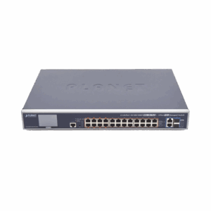 Switch Administrable L3, 24 puertos Gigabit PoE 802.3bt, 2 puertos 10G SFP+, Pantalla Tactil, Fuente Redundante, (600W)