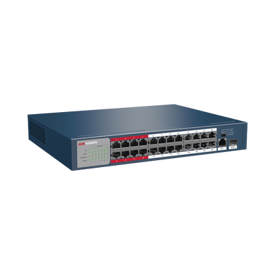 Switch PoE+ / No Administrable / 24 Puertos 10/100 Mbps PoE+ / 1 Puerto 1000 Mbps / 1 Puerto SFP Uplink / Modo Extendido hasta 300 Metros / 230 W - Image 2
