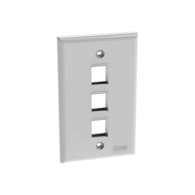 Placa de Pared Vertical, Salida Para 3 Puertos Keystone, Color Blanco