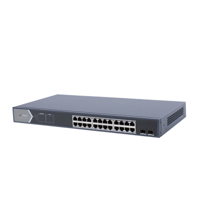 Switch Gigabit PoE+ / Administrable / 24 Puertos 1000 Mbps PoE+ / 2 Puertos SFP / Configuración Remota desde Hik-PartnerPro / PoE Extendido 250 Metros / 370 Watts - Image 3