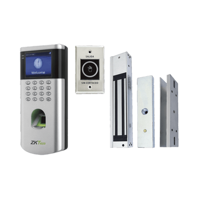 KIT de Control de Acceso LF10/ PUSH / Compatible con ZKBioCVAccess / 1,500 Usuarios / Chapa magnética / Botón de Salida / Tarjeta de proximidad