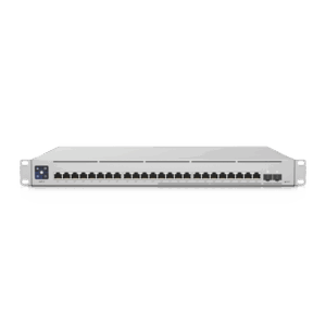UniFi Switch Empresarial Capa 3 de 24 puertos PoE 802.3af/at (12 puertos 2.5G y 12 puertos 1G) + 2 puertos 1/10G SFP+, 400W, pantalla informativa