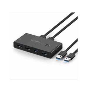 Conmutador USB para Compartir 4 Puertos USB 3.0 a 2 PC Ìs | Cambio Mediante Botón | Incluye Dos Cables USB de 1.5 m | ABS | Permite que 2 Usuarios Compartan 4 Dispositivos Periféricos USB3.0, como una impresora, un escáner, etc.