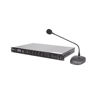 KIT de Amplificador de 120W Modelo SF120DTB | más Micrófono de Escritorio Modelo SF621A