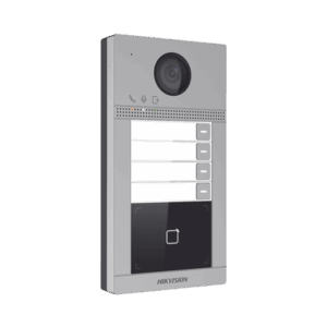 Videoportero IP 2 Megapixel / Llamada y Apertura Remota desde App Hik-Connect (Requiere monitor )/ PoE / Exterior IP65 + Antivandalico IK08 / 4 Departamento / Apertura con Tarjeta / Soporta 2 Puertas y hasta 6 Monitores