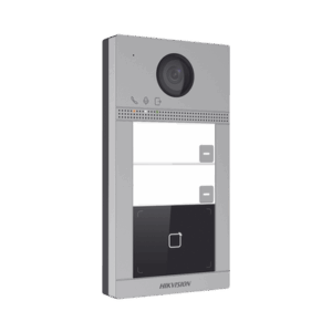 Videoportero IP 2 Megapixel / Llamada y Apertura Remota desde App Hik-Connect (requiere monitor) / PoE / Exterior IP65 + Antivandalico IK08 / 2 Departamentos / Apertura con Tarjeta / Soporta 2 Puertas y hasta 6 Monitores