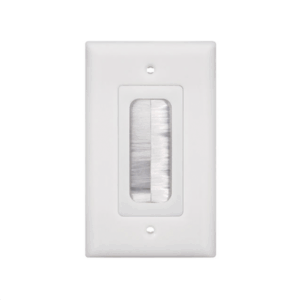 Placa de Pared Pasa cable, Tipo Cepillo, de 1 Puerto, Con Cerdas Antipolvo, Color Blanco