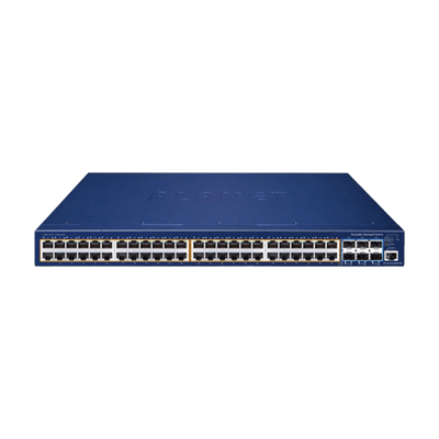 Switch Administrable Stacking Capa 3, 48 Puertos PoE Gigabit 802.3at, 6 Puertos SFP de 10 G, Incluye Fuente Redundante de 55 V cc