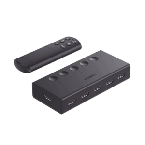 Conmutador HDMI 5X1 | 4K@60Hz | HDMI 2.0, 1.4 |  HDCP 2.2, 1.4 | VRR | Dynamic HDR | 3D | CEC | EDID | IR 10m | 18Gbps | Cambio Manual y por Control Remoto |  Incluye Cable de Alimentación USB.
