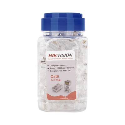 Bote con 100 Piezas de Plug Modular RJ45 / Cat 6 / Chapado en Oro a 30 Micras / Sin Blindaje / Facil Instalación / Uso Interior / Soporta Norma TIA-568B / Cumple con RoHS 2.0
