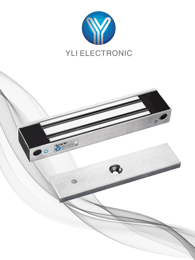 YLI YM350WS – Cerradura Magnética para Control de Acceso / Fuerza de Sujeción de 350 kg (800 lb) / Para puertas de madera, vidrio y metálicas / IP68 para uso exterior e interior