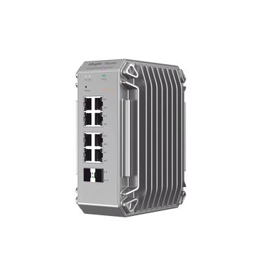 Switch Industrial PoE, Ideal para temperaturas Extremas y protección contra descargas, 8 puertos Gigabit PoE 802.3af/at + 2 SFP para fibra 1Gb, gestión gratuita desde la nube, 125w