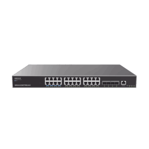 Switch Capa 3 PoE+ Administrable / 24 puertos 10/100/1000 Mbps + 4 Puertos SFP+ de 10 Gigabits / Hasta 360W / Compatible con GWN Cloud.