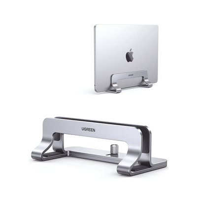 Soporte Vertical para Laptop / Adecuado para escritorio / Anchura Ajustable (12-26mm) / Amplia compatibilidad / Anti-Arañazos / Anti-Deslizante /Ajustable Mediante Tornillos / Color Plata / Aluminio + Silicona - Image 2