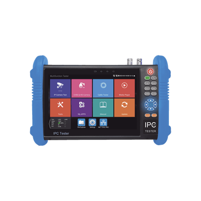 Tester de Video Profesional | Pantalla 7"|  Prueba IP/HD/Analógicas | TVI/CVI/AHD/CVBS | IP ONVIF | 4K/8K | H.264/H.265 | HDMI | PTZ | Scanner IP | TDR | Salidas 12V/24V/PoE | Activación Simultanea.