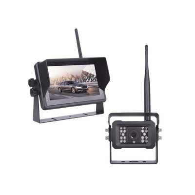 Sistema Profesional Inalámbrico de Cámara de Reversa Infrarroja y Monitor Touch de 7" para Vehículos de Trabajo y Montacargas