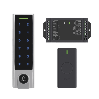 Mini Controlador de Acceso con Teclado Inalámbrico / Cuenta con Botón de Salida Inalámbrico / Soporta Tarjeta y Contraseña / Cuenta con Botón de Timbre
